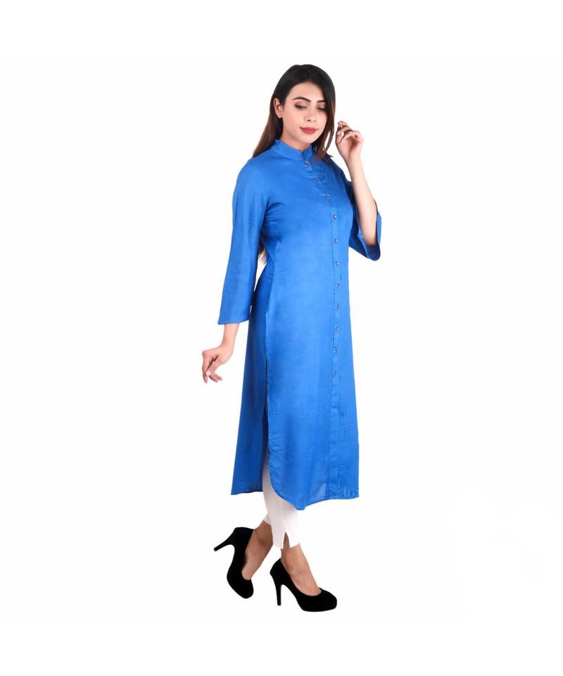 blue printed rayon kurti