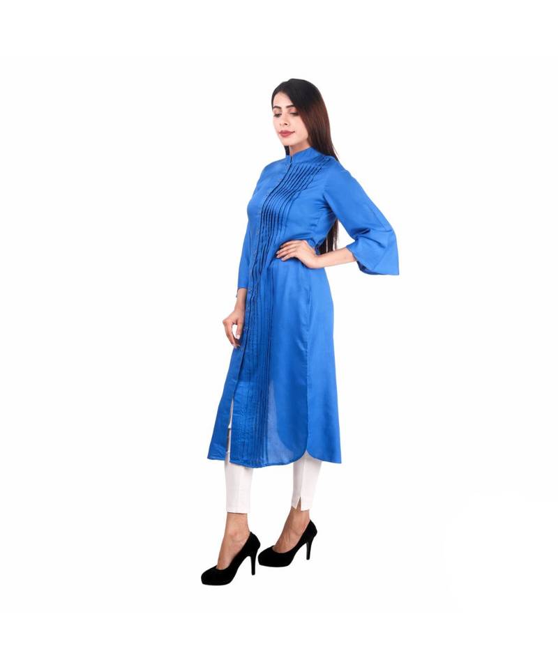 blue printed rayon kurti