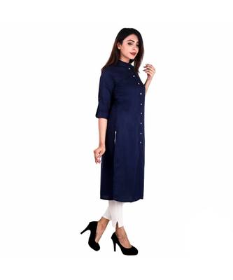 blue printed rayon kurti 1
