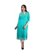 green printed rayon kurti