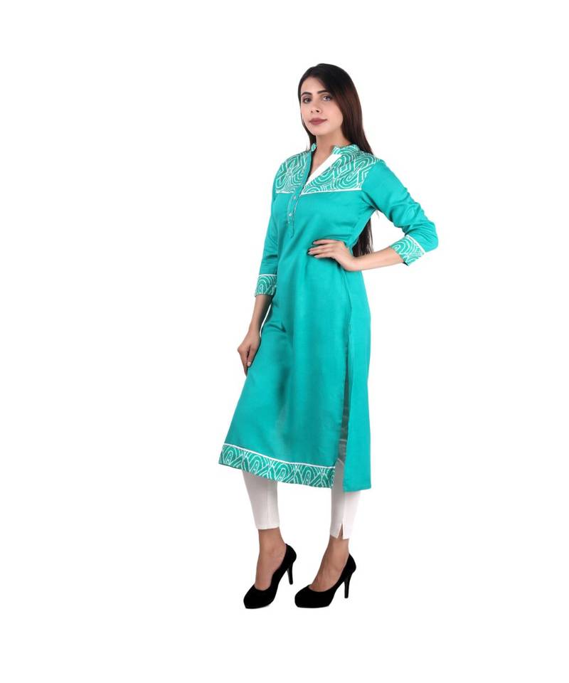 green printed rayon kurti