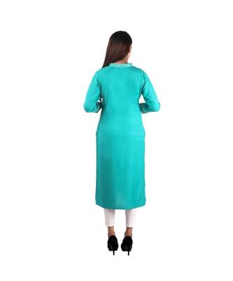 green printed rayon kurti 4
