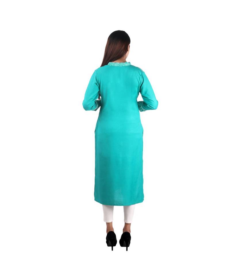 green printed rayon kurti