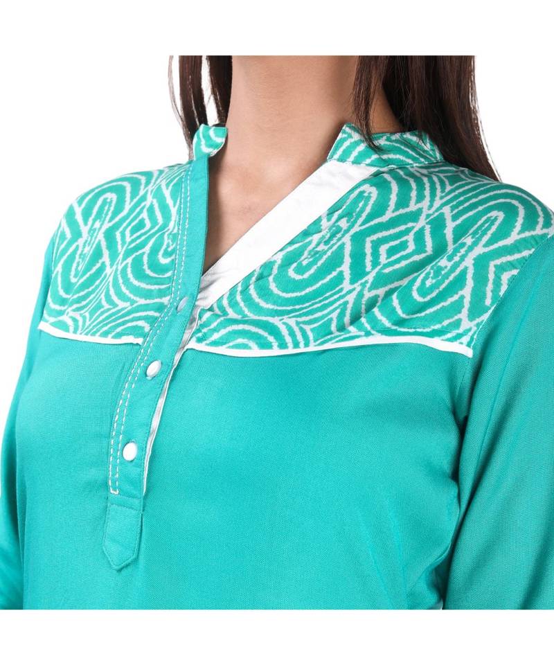 green printed rayon kurti
