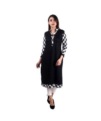 black printed rayon kurti 1