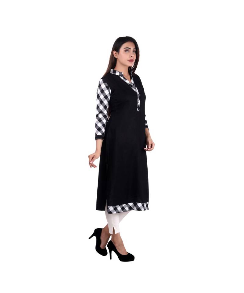 black printed rayon kurti