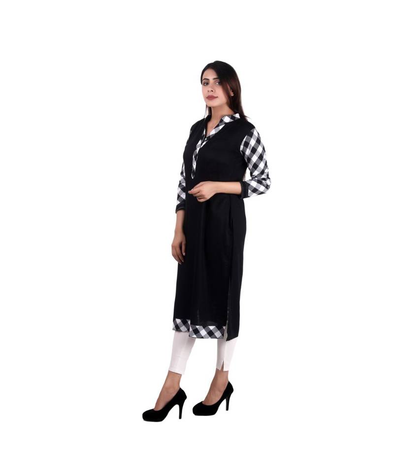 black printed rayon kurti