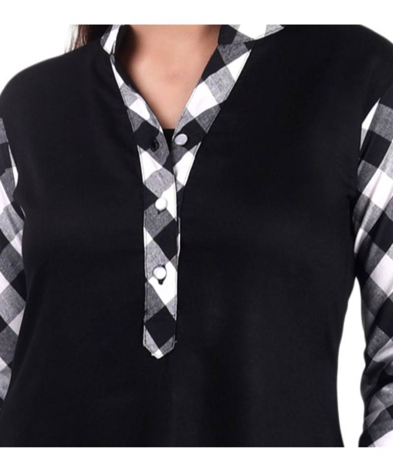 black printed rayon kurti