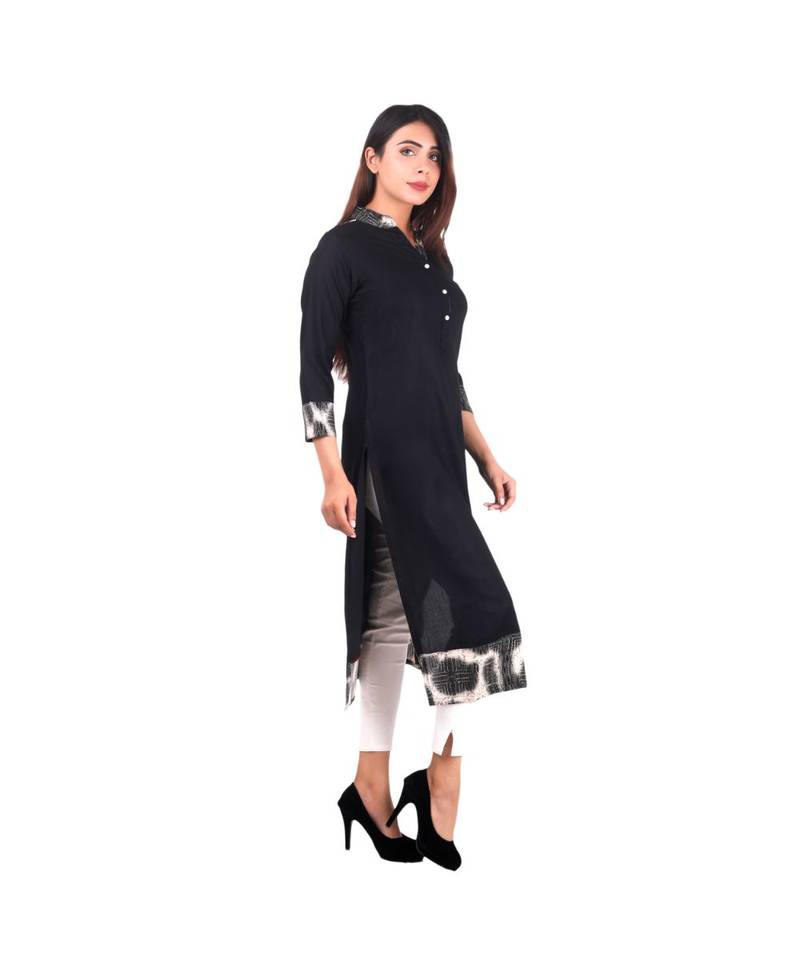 black printed rayon kurti