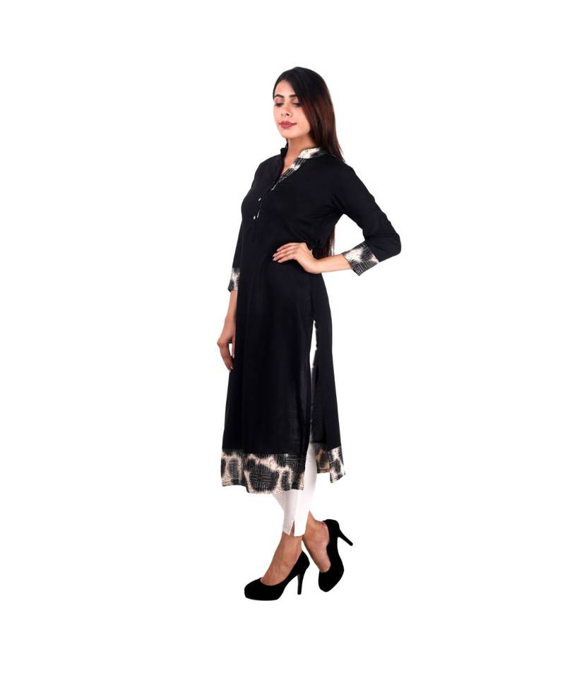 black printed rayon kurti