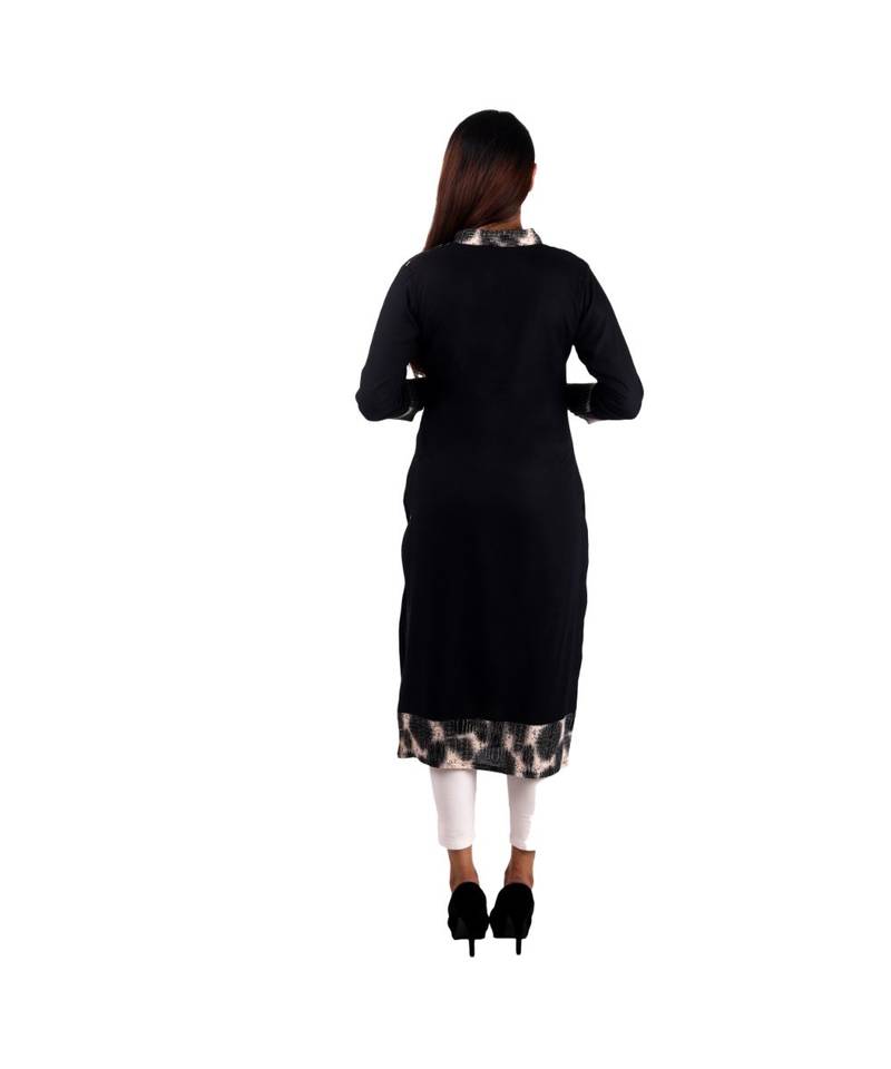 black printed rayon kurti
