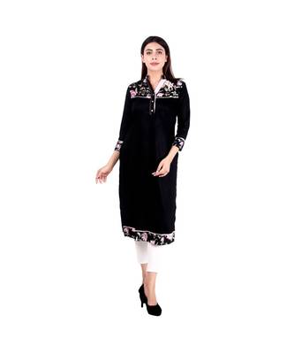 black printed rayon kurti 1