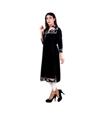 black printed rayon kurti 3