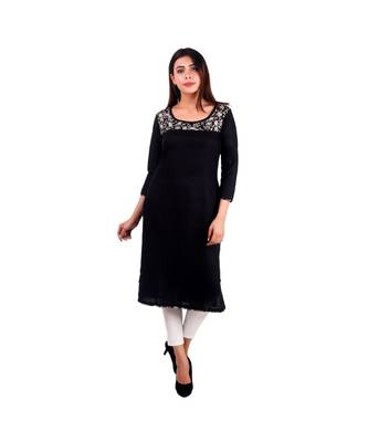 black printed rayon kurti 1