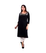 black printed rayon kurti