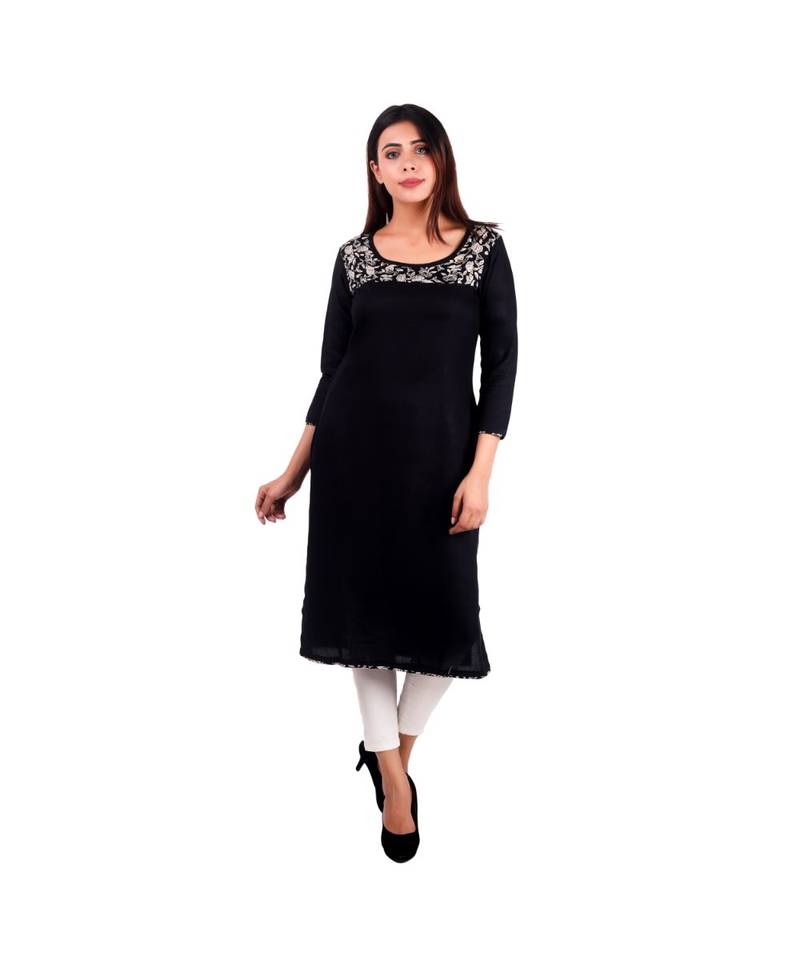 black printed rayon kurti