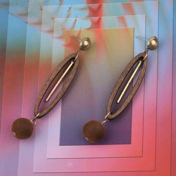 Delicate Party Wear Wooden Dangles Earrings Perfect And Different Look For Women Girl. 1