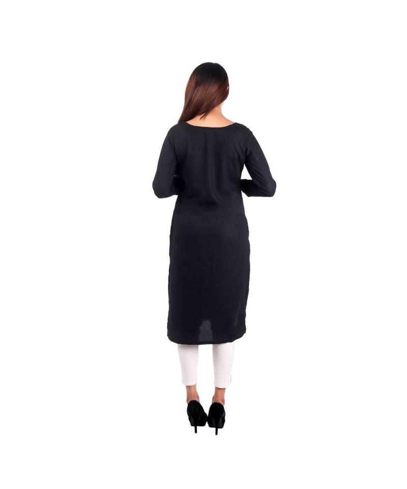 black printed rayon kurti