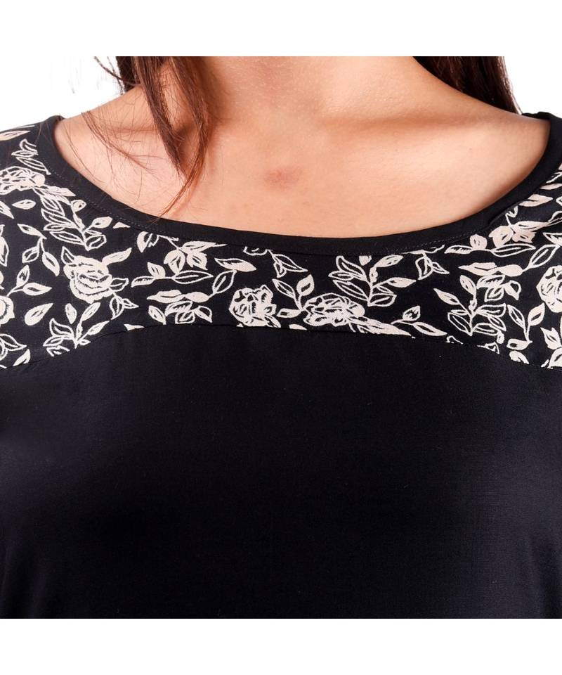 black printed rayon kurti