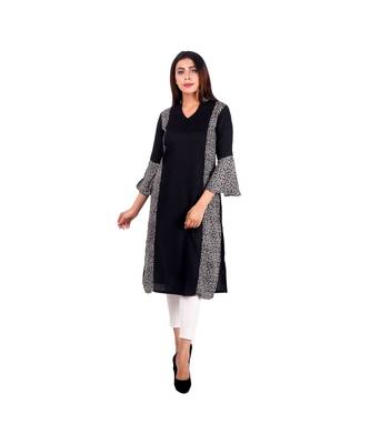 black printed rayon kurti 1