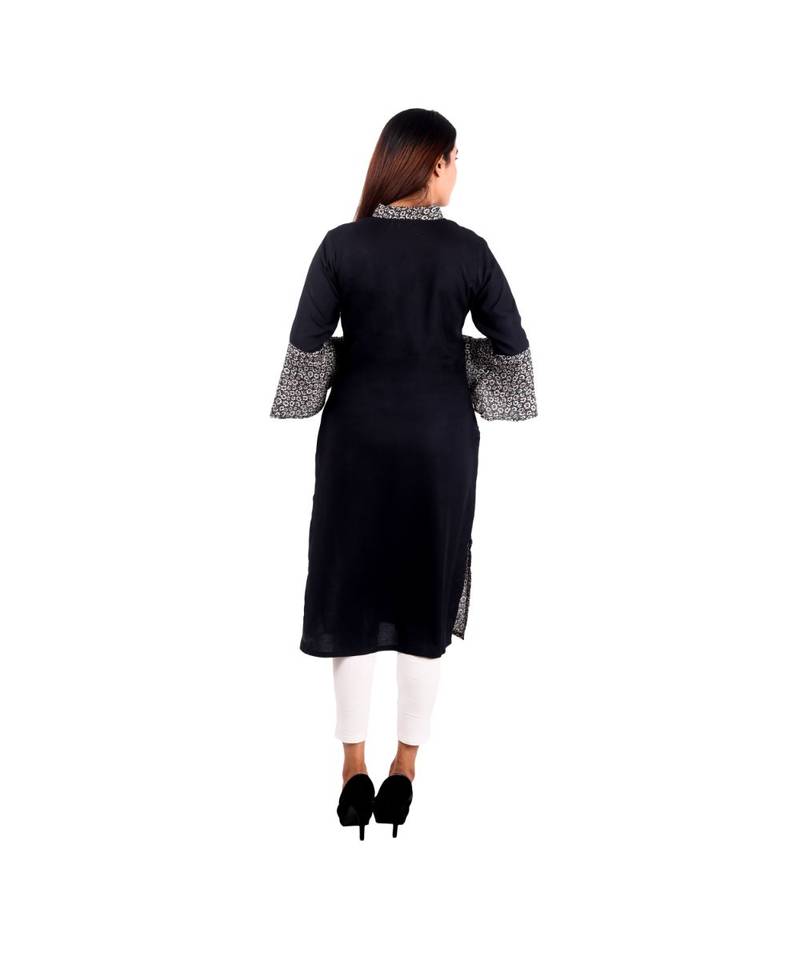 black printed rayon kurti