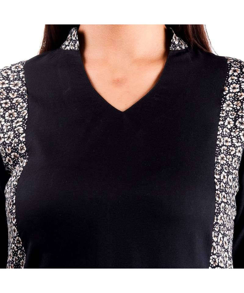 black printed rayon kurti