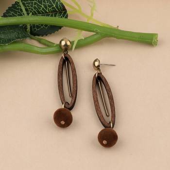 Delicate Party Wear Wooden Dangles Earrings Perfect And Different Look For Women Girl. 2