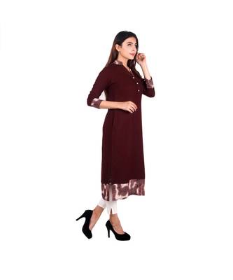 brown printed rayon kurti 2