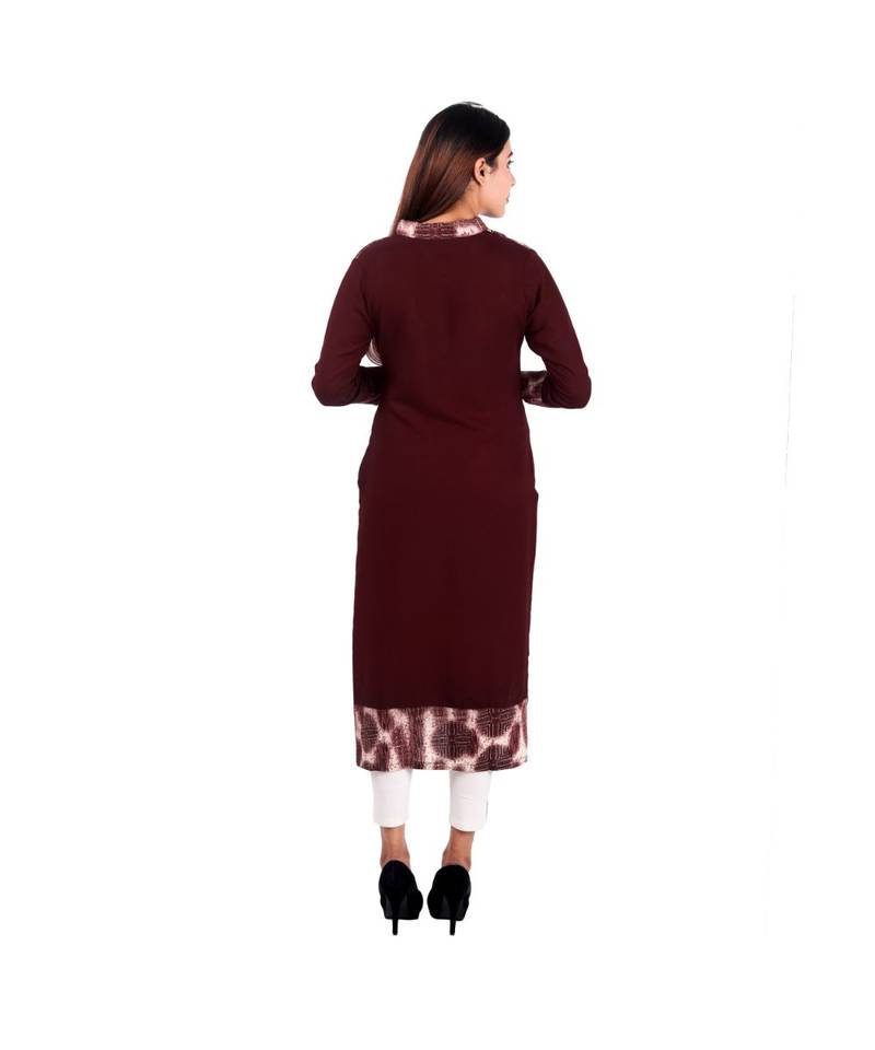 brown printed rayon kurti