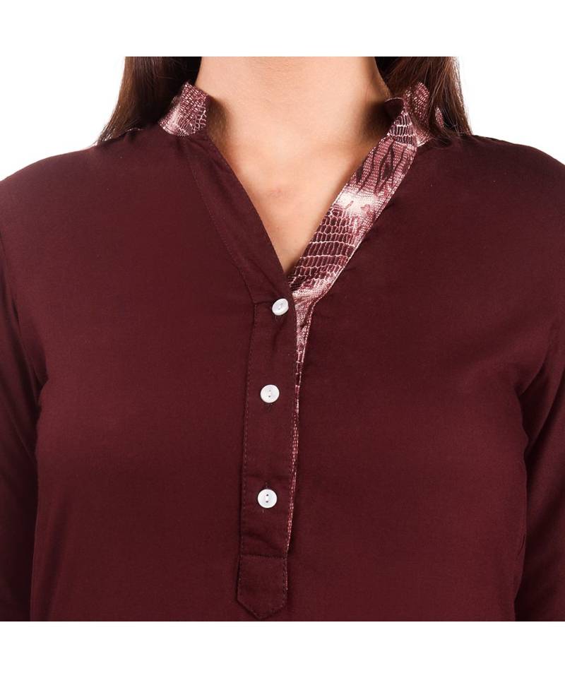 brown printed rayon kurti