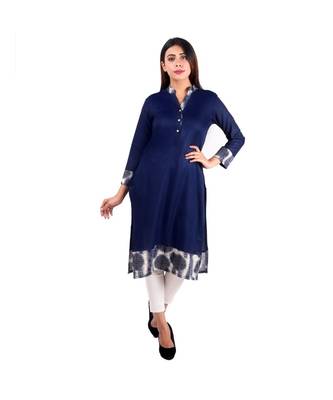 blue printed rayon kurti 1
