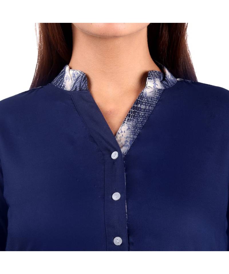 blue printed rayon kurti