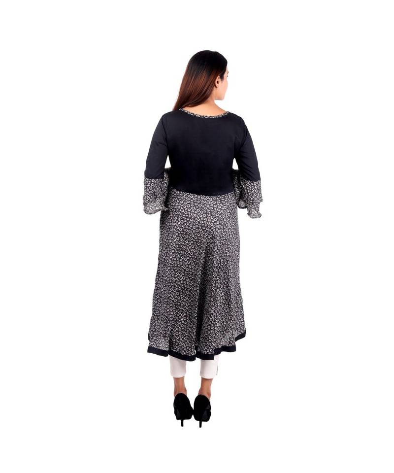 black printed rayon kurti