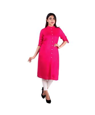 magenta printed rayon kurti 1