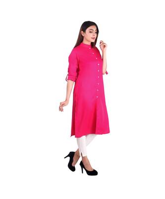 magenta printed rayon kurti 2