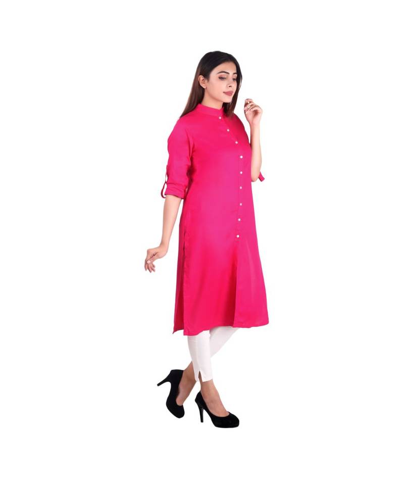 magenta printed rayon kurti