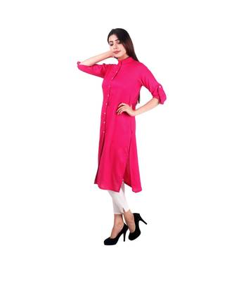 magenta printed rayon kurti 3