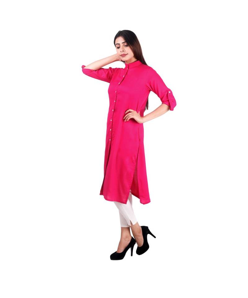 magenta printed rayon kurti