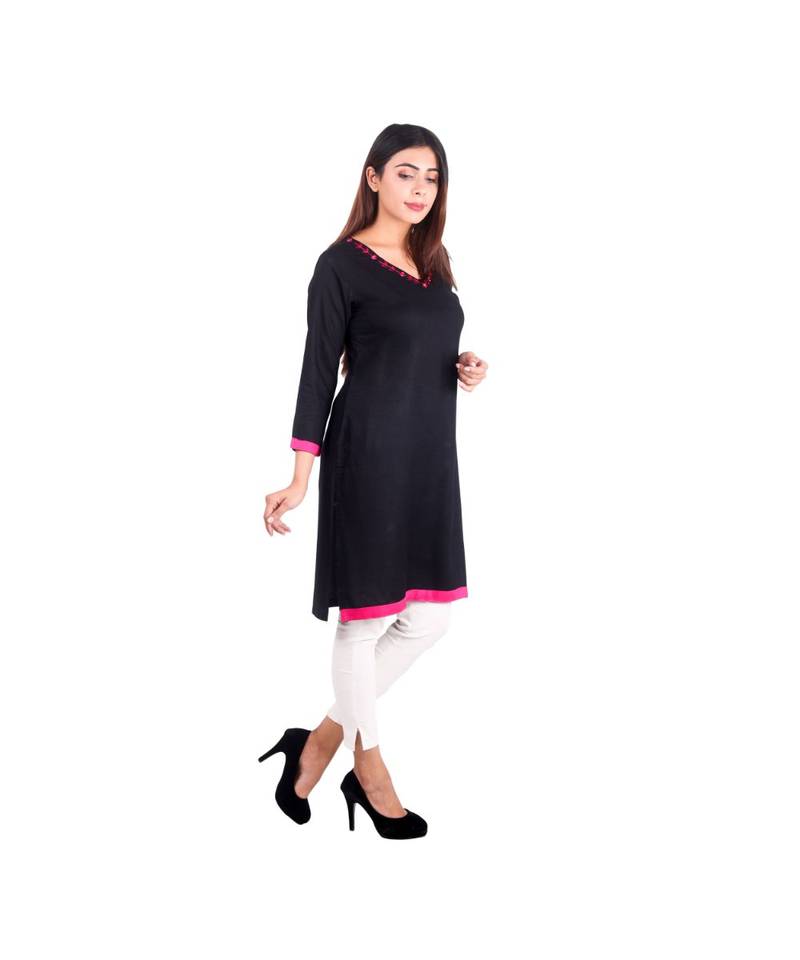 black printed rayon kurti