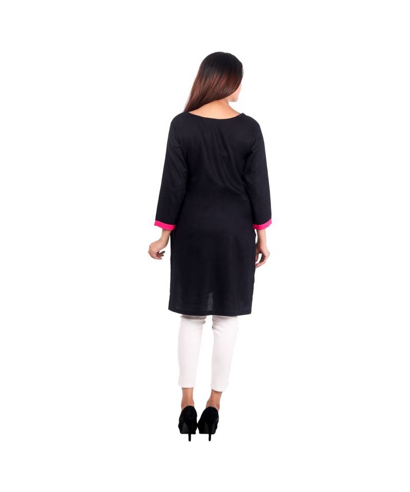 black printed rayon kurti