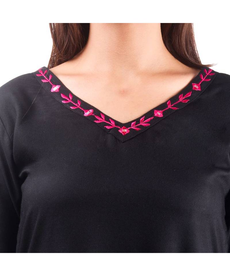 black printed rayon kurti