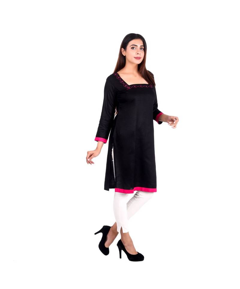 black printed rayon kurti