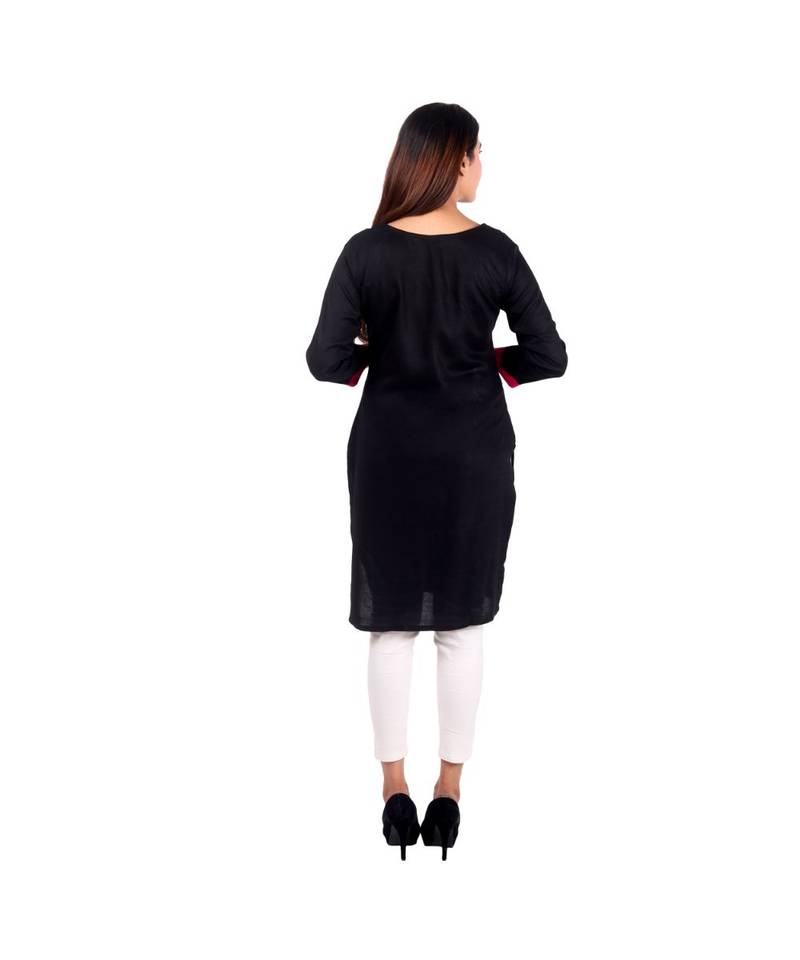 black printed rayon kurti