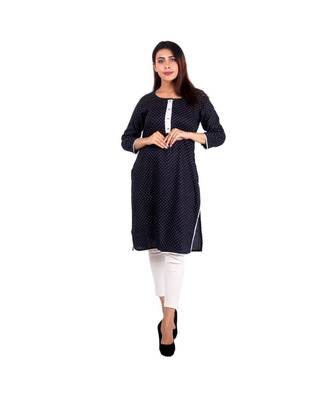black printed rayon kurti 1