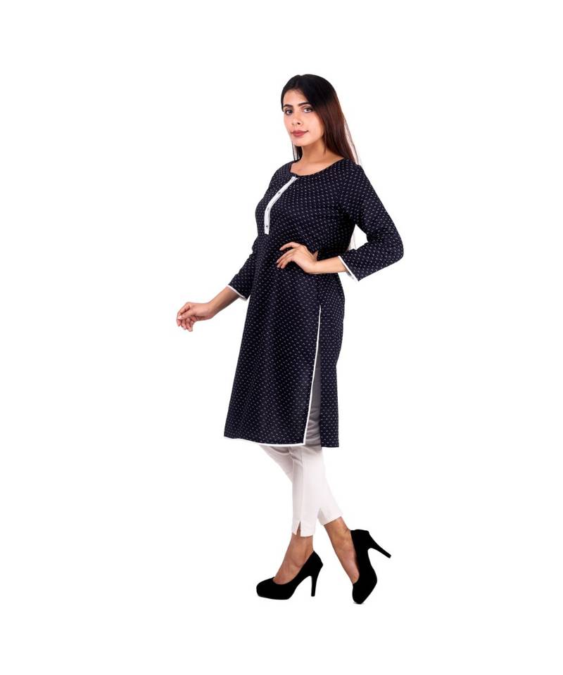 black printed rayon kurti
