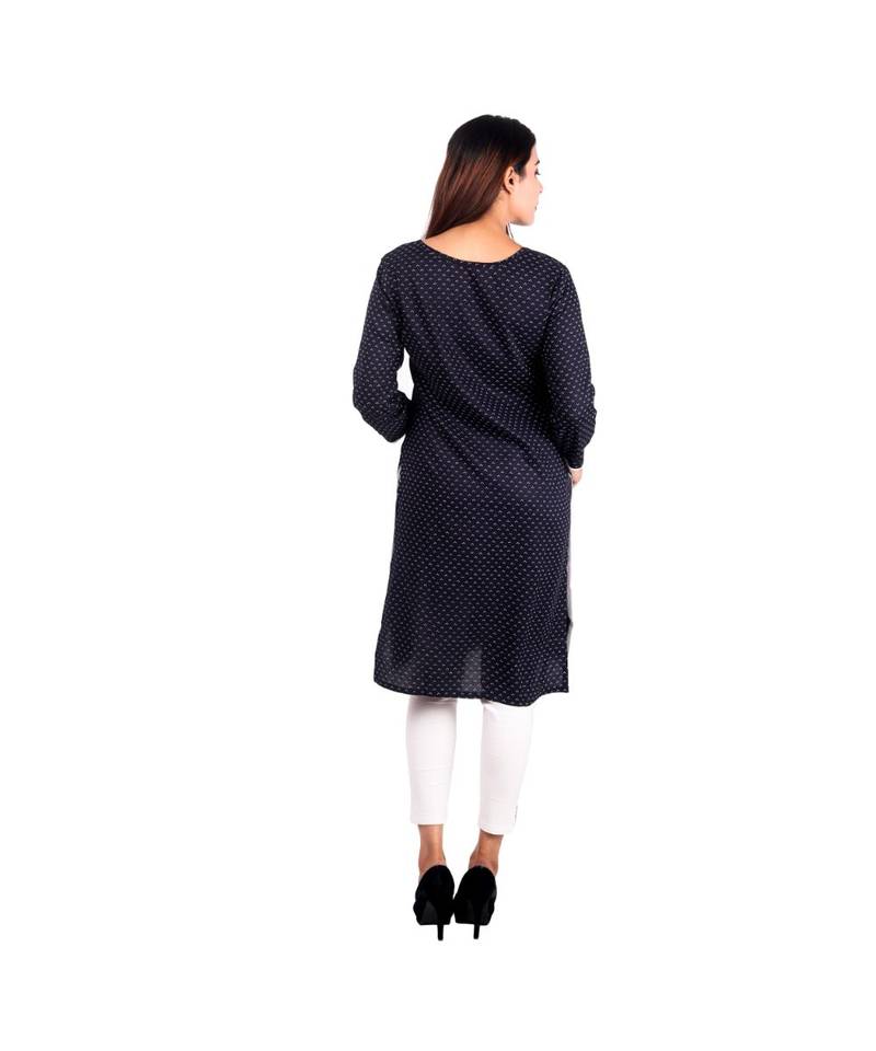 black printed rayon kurti