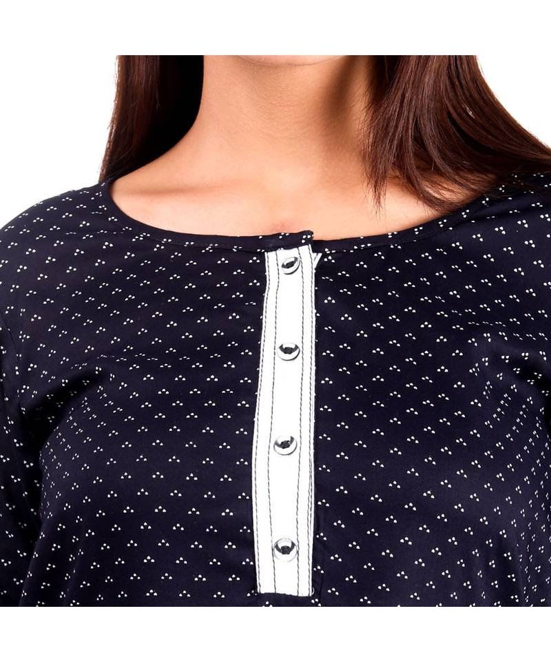 black printed rayon kurti