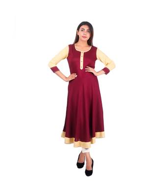 maroon printed rayon kurti 1