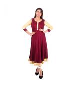 maroon printed rayon kurti