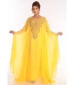 Yellow Georgette Zari Work Kaftan